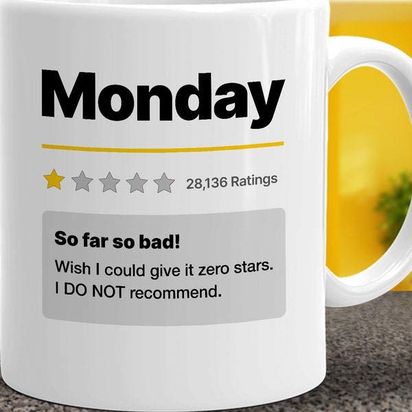 Taza de revisión del lunes, taza de café de oficina divertida, odio los lunes, el lunes no lo recomendaría