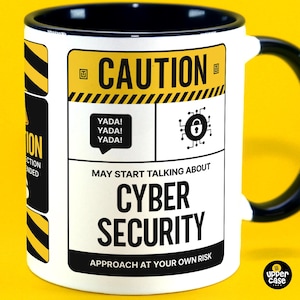 Caution May Start Talking About Cyber Security Mug, Cyber Security Cup, Gift for Security Analyst Professional, Cybersecurity Job Teacup