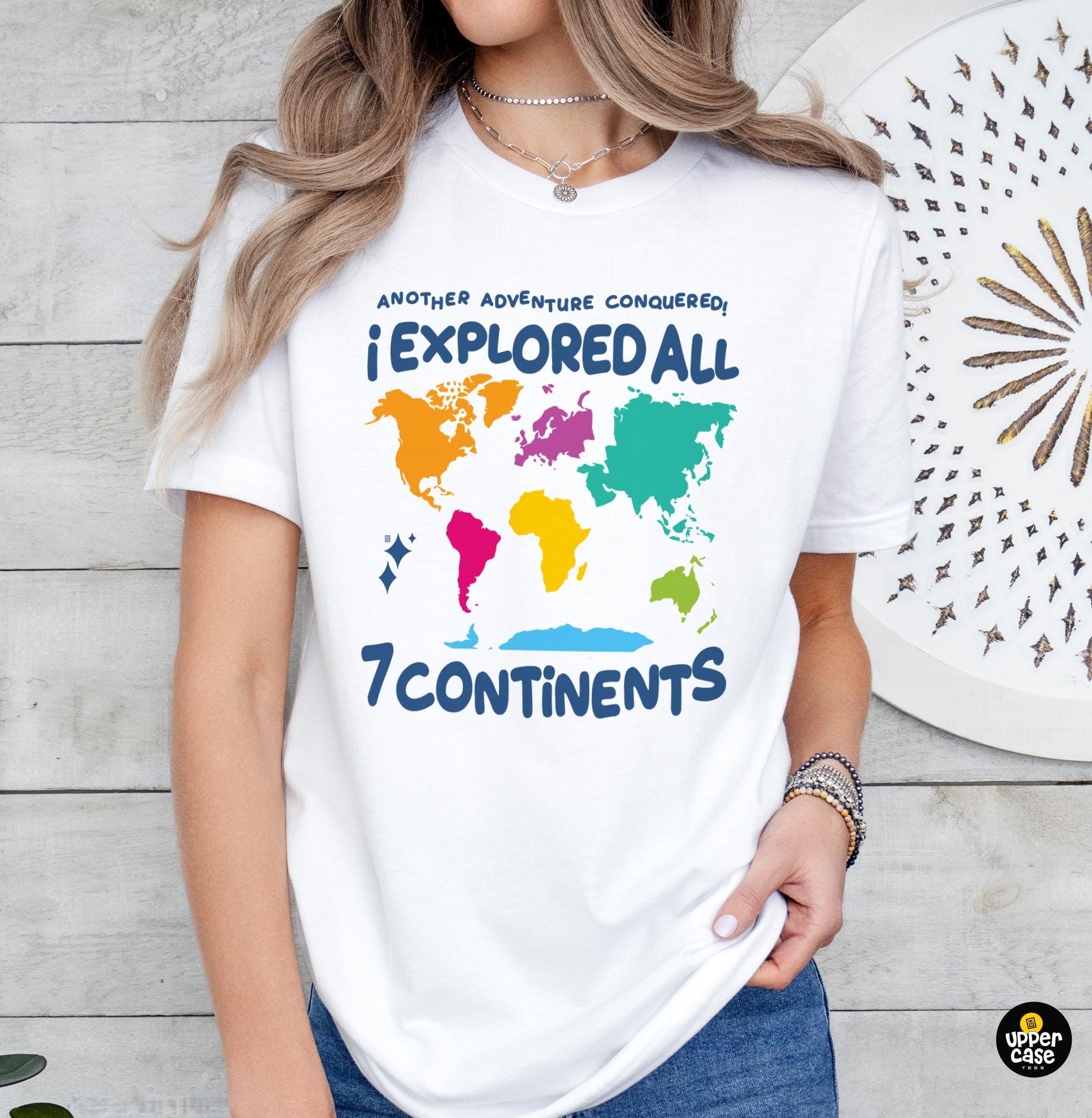 Colorful World Map T-shirt: I Explored All 7 Continents Travel