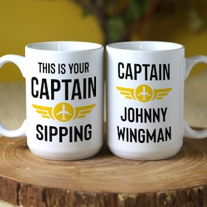 Personalized pilot gift, This is your captain sipping (speaking), Humorous pilot mug, Gift for airline captain, Custom captain cup