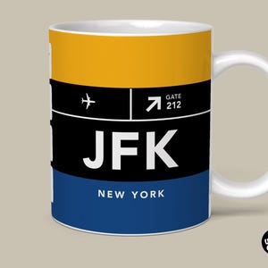Taza con el código del aeropuerto JFK, regalo para viajar a Nueva York
