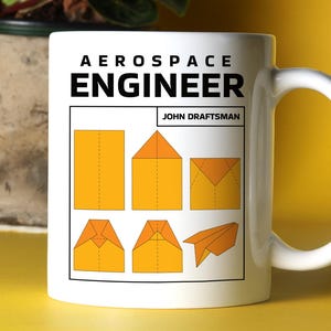 Aerospace Engineer Mug, Funny Paper Airplane Folding Design, Custom Coffee Cup