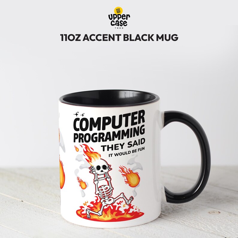 Grappige mok computerprogrammeur, cadeau softwareontwikkelaar 11 oz Accent (Black)