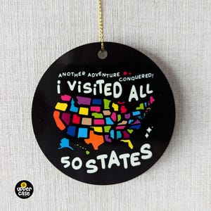 50 Staaten Reise Gedenk Ornament, ich besuchte alle 50 Staaten, USA Karte Kreis Ornament, 50 Zustand Herausforderung Geschenk