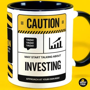 Caution May Start Talking About Investing Mug, Funny Investing Gift, Gift for Financial Advisor, Stock Trader Cup, Funny Investor Gift