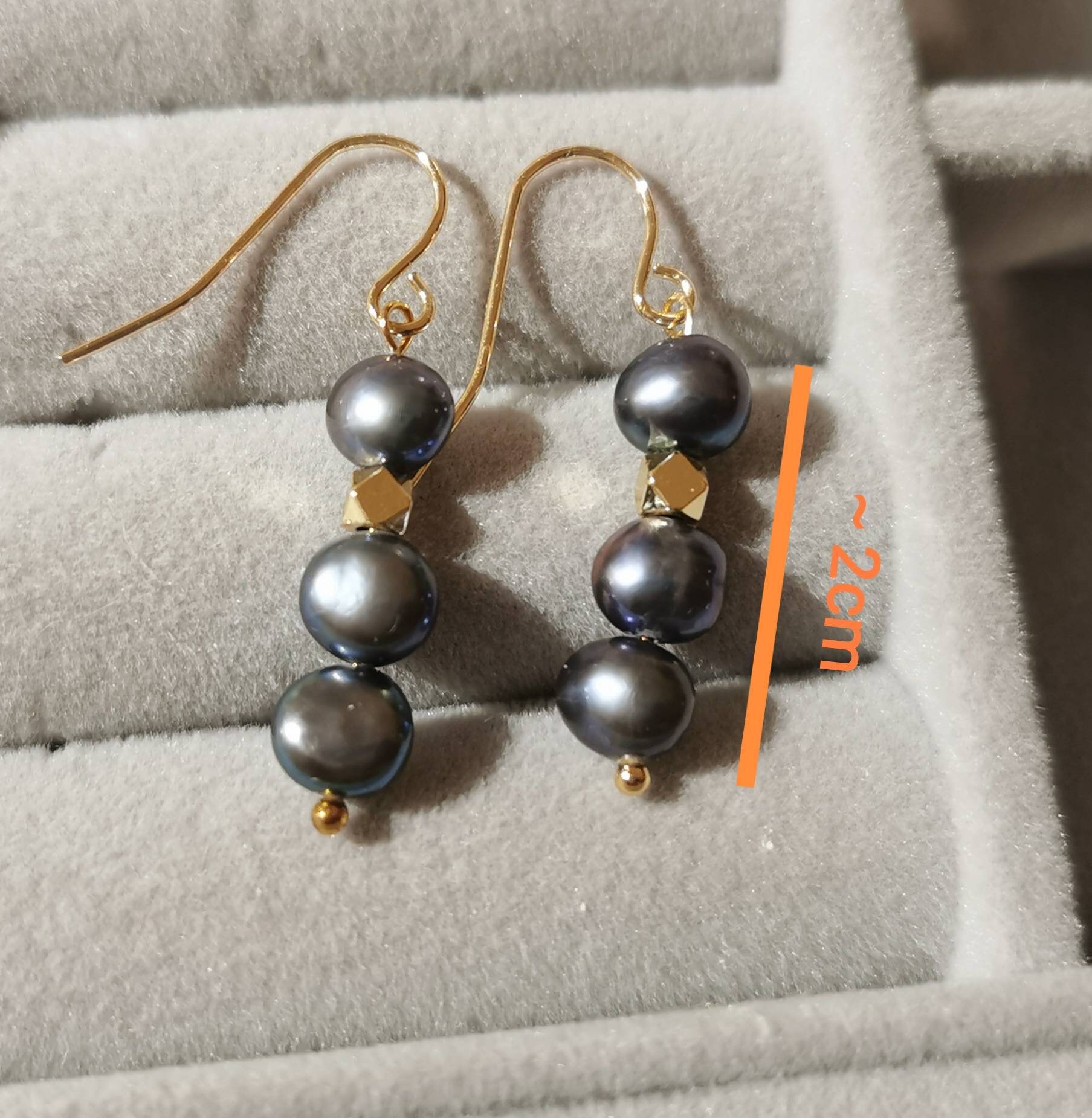 Handmade Genuine Black Pearl Earrings Goldplated Etsy