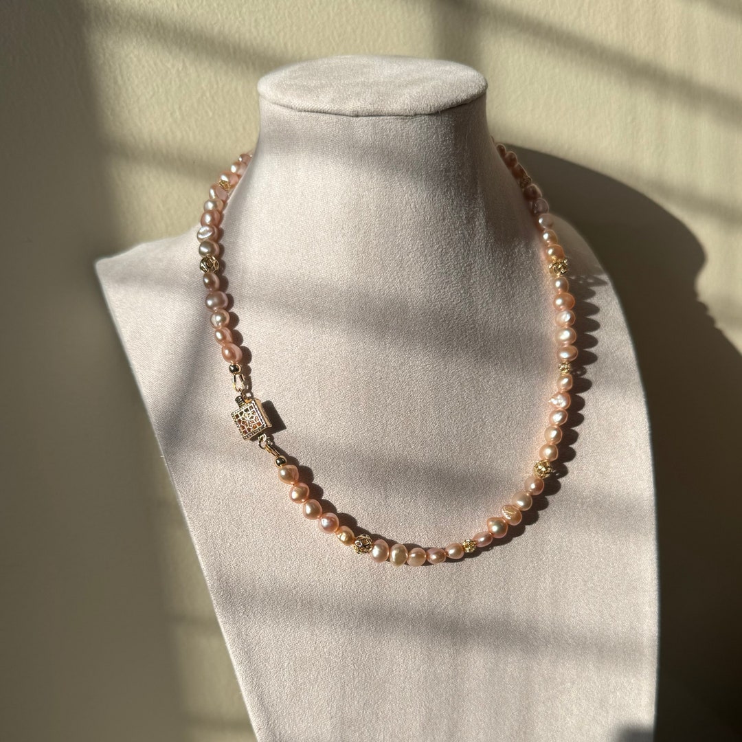 Stunning 18-Inch Natural Pink Baroque Freshwater Pearl Necklace – 10x12mm, Silver Plated