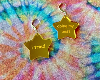 Gold Star Earrings | Acrylic Earrings | Handcrafted | Small Gifts | Birthday | Jewelry | Accessories