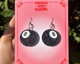 Glitter 8 Ball Earrings | Acrylic Earrings