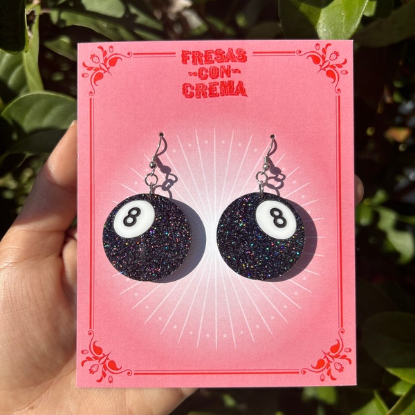 Glitter 8 Ball Earrings | Acrylic Earrings