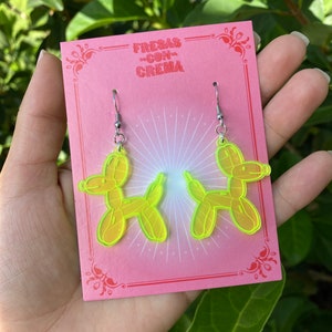 Neon Green Balloon Dog Earrings | Acrylic Earrings