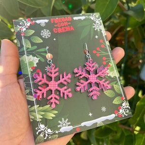 Pink Snowflake Acrylic Earrings