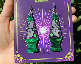 Spooky Ghost Lava Lamp Earrings | Acrylic Earrings