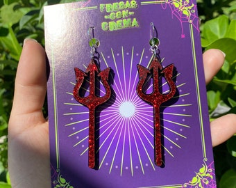 Boucles d'oreilles fourche Diable rouge | Boucles d'oreilles en acrylique