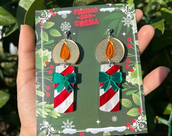 Holiday Candle Earrings / Acrylic Earrings