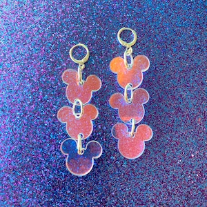 Iridescent Mouse Earrings / Acrylic Earrings