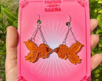 Goldfish Earrings / Be a Goldfish / Acrylic Earrings