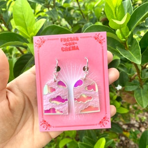 Acrylic Pink Skies Cloud Earrings | Laser Cut Acrylic Earrings | Pink Sky Earrings