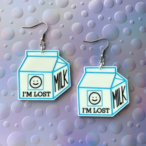 I’m Lost Milk Carton Earrings | Acrylic Earrings