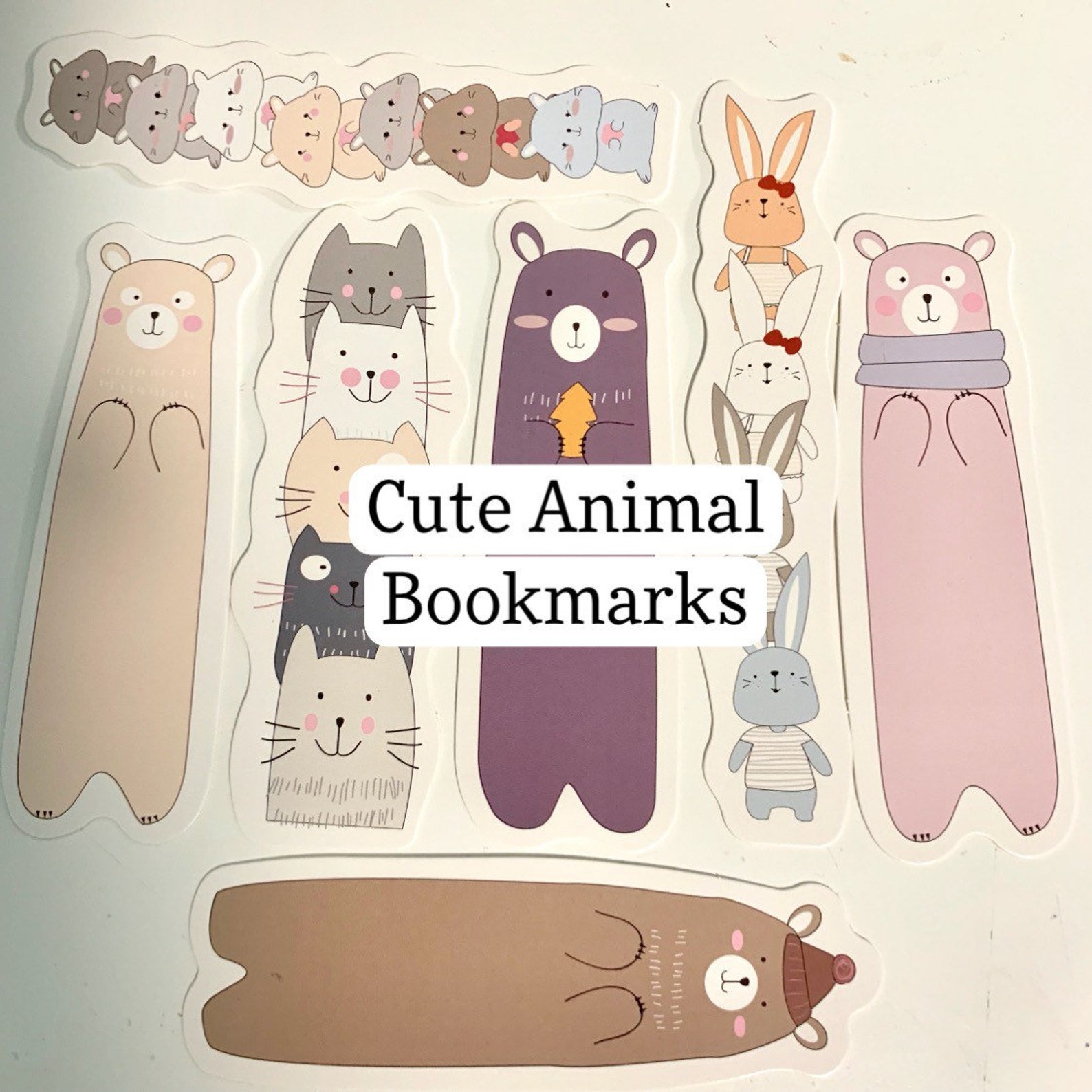 Cute animal bookmarks stationery set of 3 cardstock Etsy