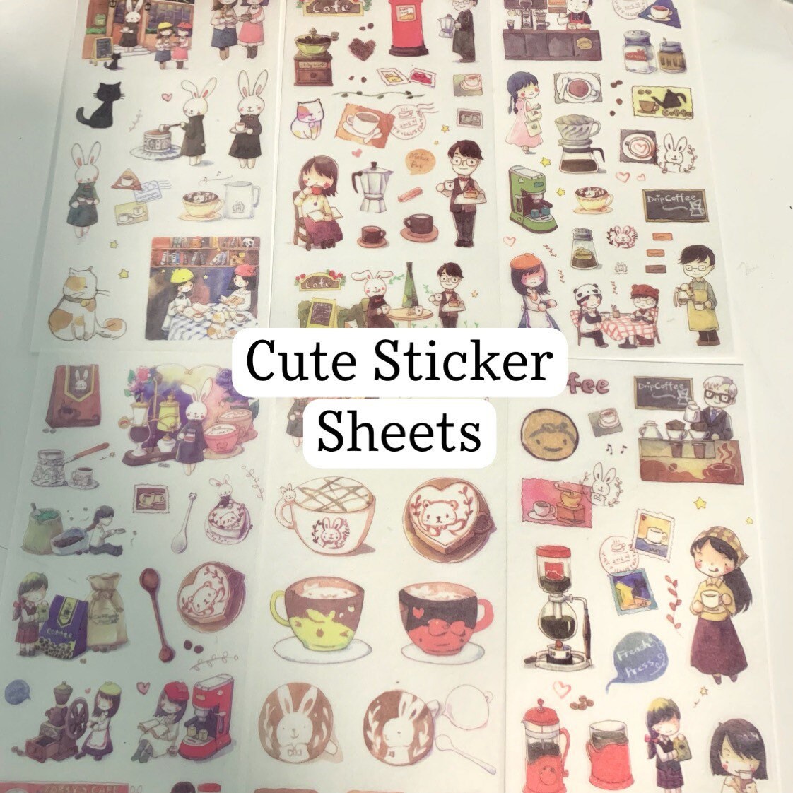 ADD ON ITEM cute paper sticker sheet coffee cafe | Etsy