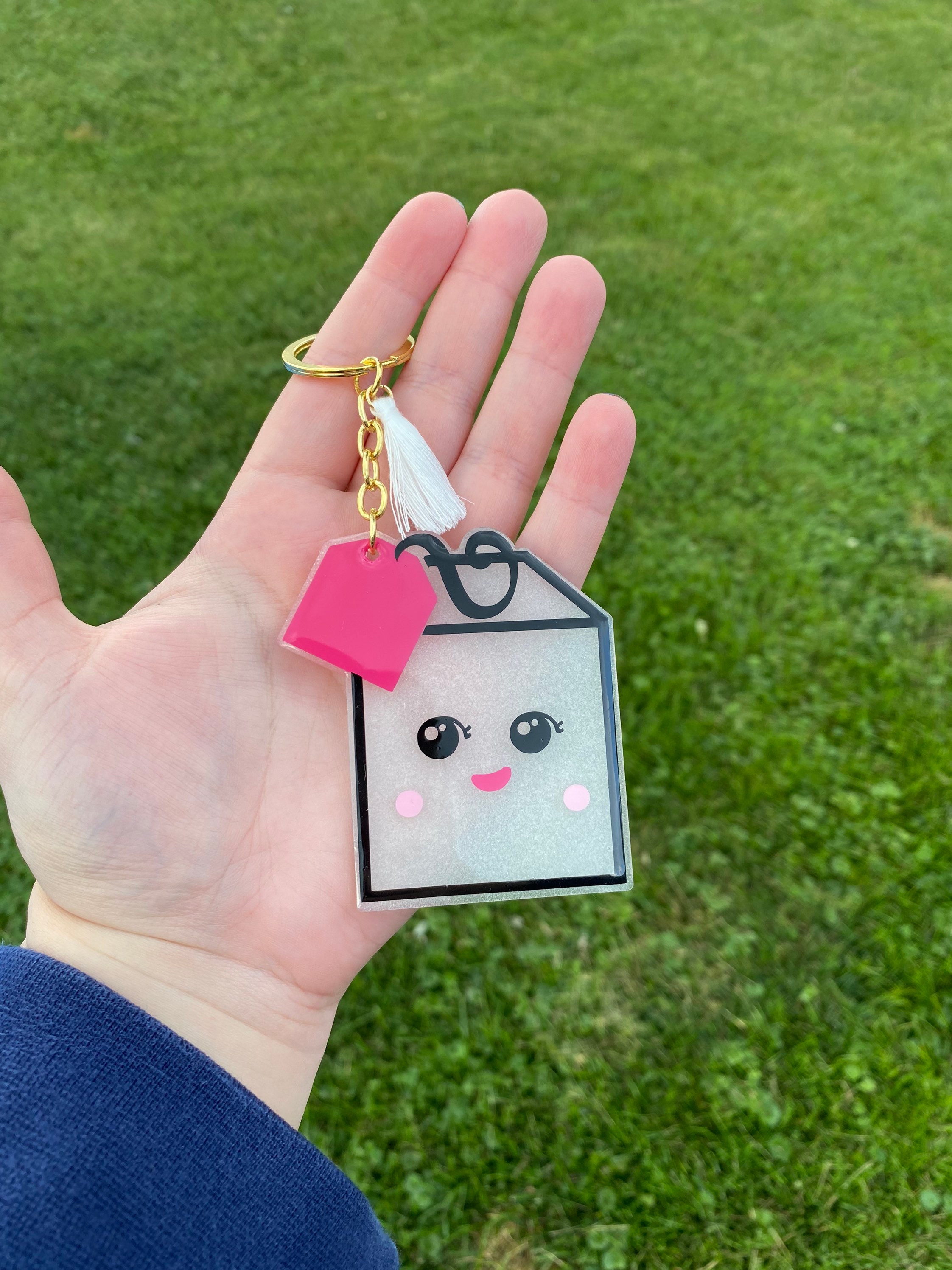 Cutetea Tea Bag Smile Tea Lover Acrylic Resin and Glitter Etsy