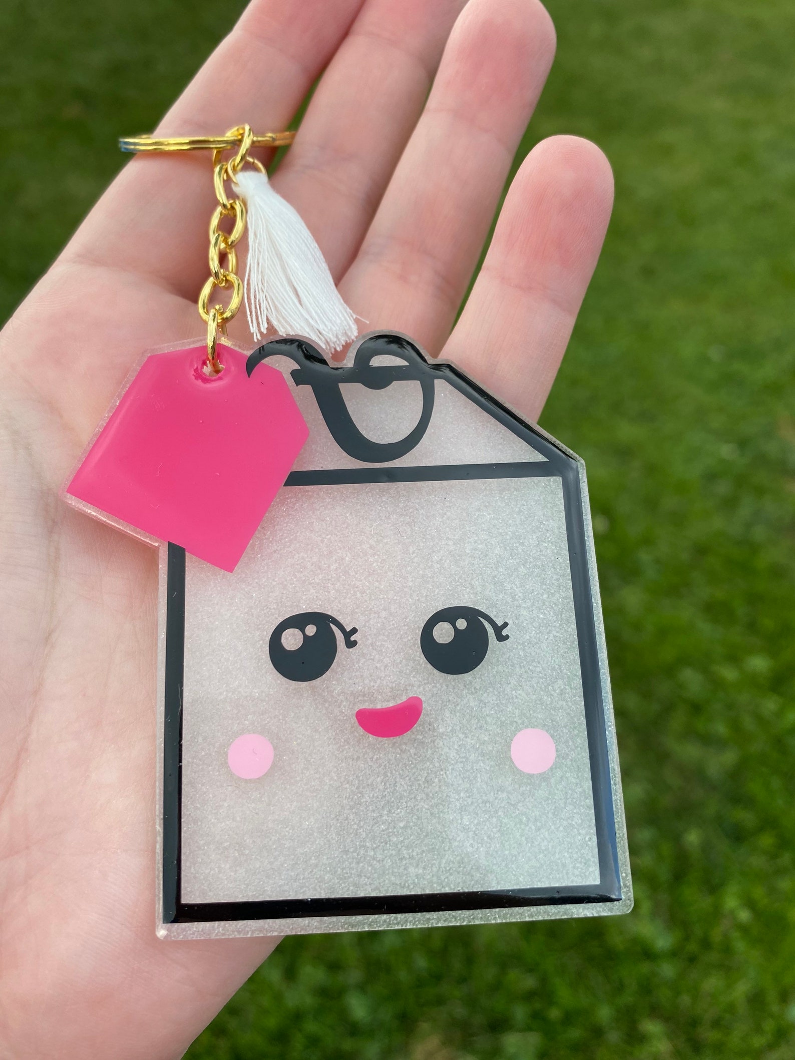 Cutetea Tea Bag Smile Tea Lover Acrylic Resin and Glitter Etsy