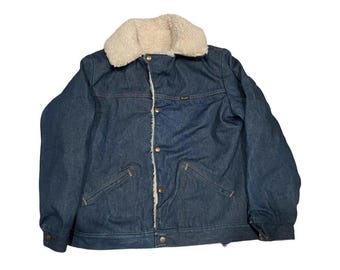 Chaqueta vaquera Wrangler vintage de los años 70 con forro de sherpa, fabricada en EE. UU., estilo western, talla grande.