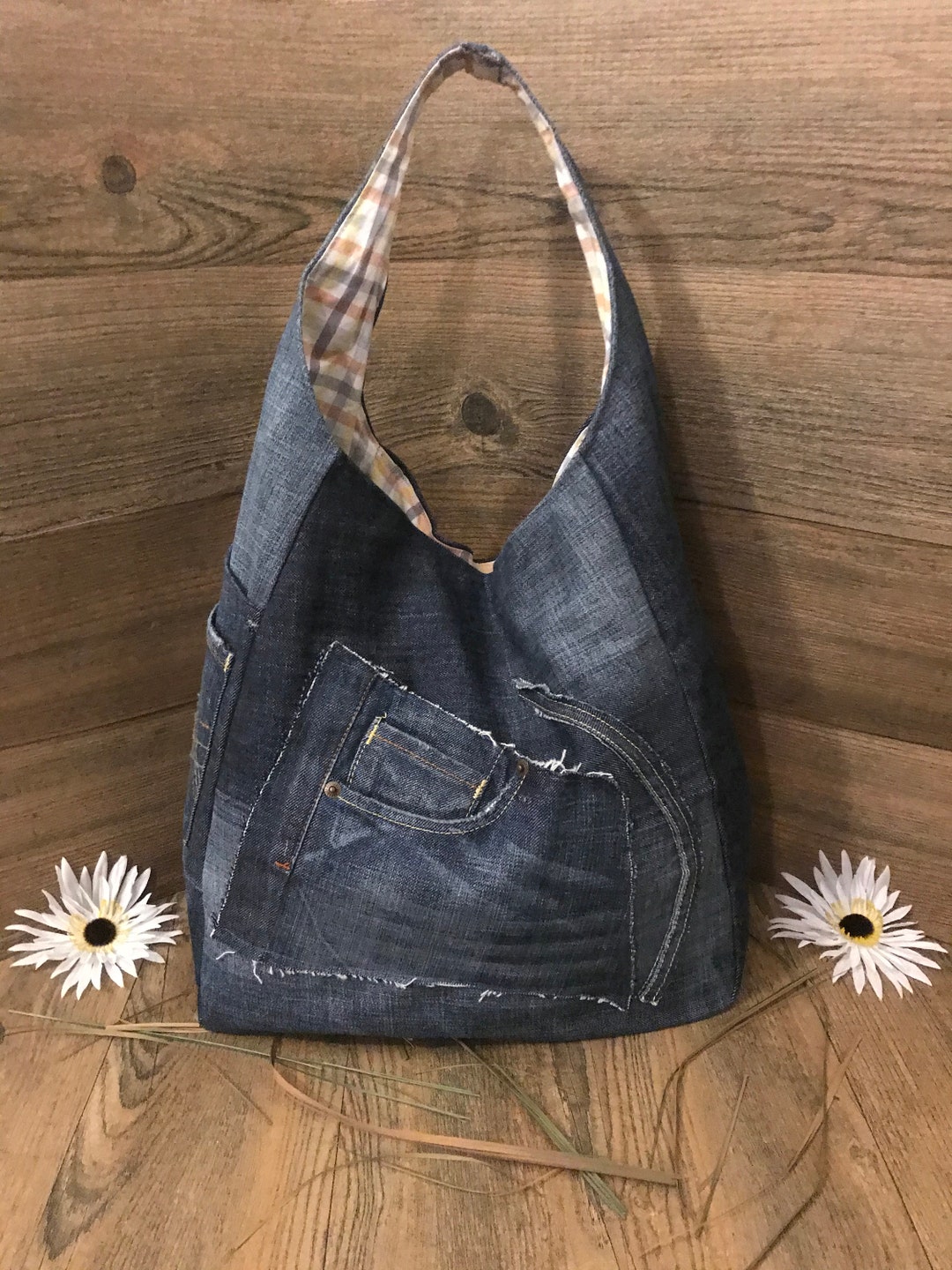 Denim Shoulder Bag,recycle Denim Bag, Handmade Denim Boho Bag,large
