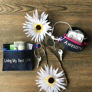 Wallet Keychain, Handmade Accessories, Denim Keychain, Mini Coin Wallet, Keychain Purse, Ear Pods Case, Money Purse, Credit Card Holder