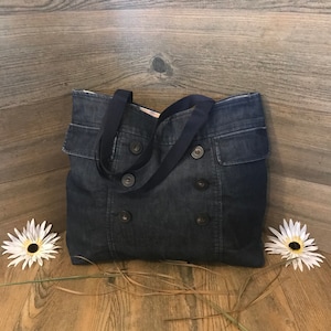Denim Tote Bag, Denim Shoulder Bag, Handmade Denim Tote Bag, Recycle Denim Tote Bag, Jean Tote Bag, Recycle Jean Tote Bag, Denim Bag