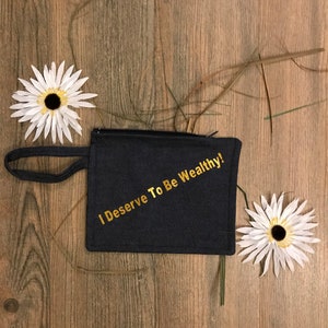 Wristlet, Denim Wristlet, Positive Affirmation Wristlet, Inspirational Quotes, Wristlet Clutch, Wristlet Wallet,Wristlet Purse,Motivation