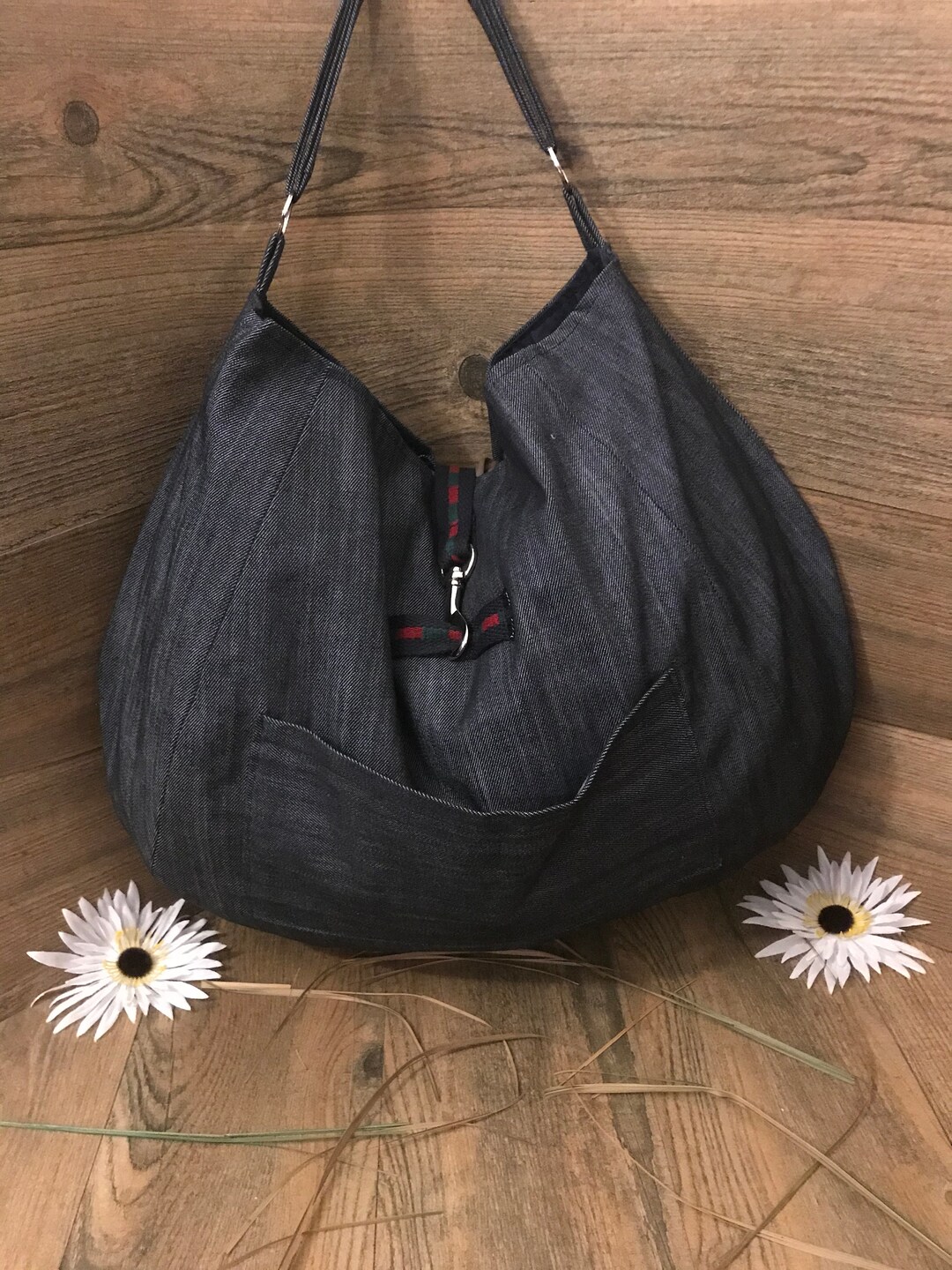 Denim Boho Shoulder Bag Large Denim Shoulder Bag Denim Bag Etsy