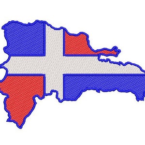 Diseño de bordado de máquina de mapa de bandera de República Dominicana