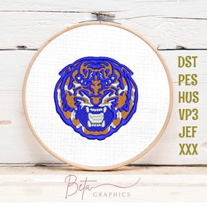 Tiger machine embroidery design files, dst, jef, pes, hus, vp3, xxx, instant download