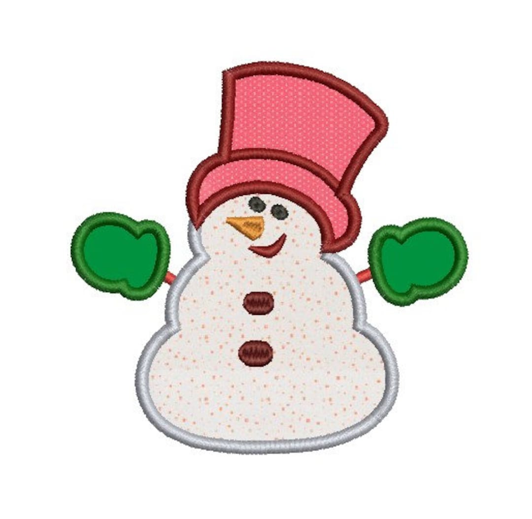 Snowman Applique Embroidery Design Etsy
