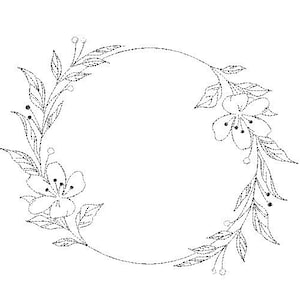 Circle floral border blackwork machine embroidery design files