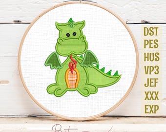 Dragon applique machine embroidery design, dst, pes, jef, exp, hus, xxx, vp3, EMB