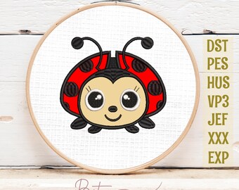 Lady Bug applique machine embroidery design, dst, pes, jef, exp, hus, xxx, vp3, EMB