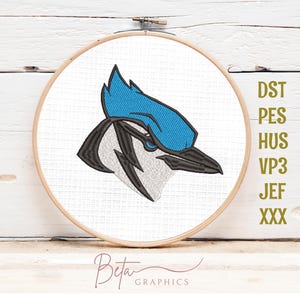 Blue Jay machine embroidery design files, dst, pes, jef, hus, xxx, vp3, digital download
