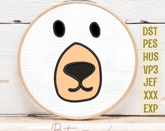 Bear face applique machine embroidery design, dst, pes, jef, exp, hus, xxx, vp3, EMB