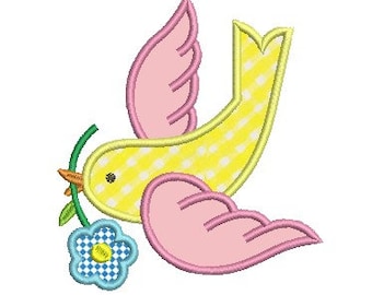 peace dove applique embroidery design