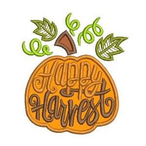 Happy Harvest Pumpkin applique machine embroidery design