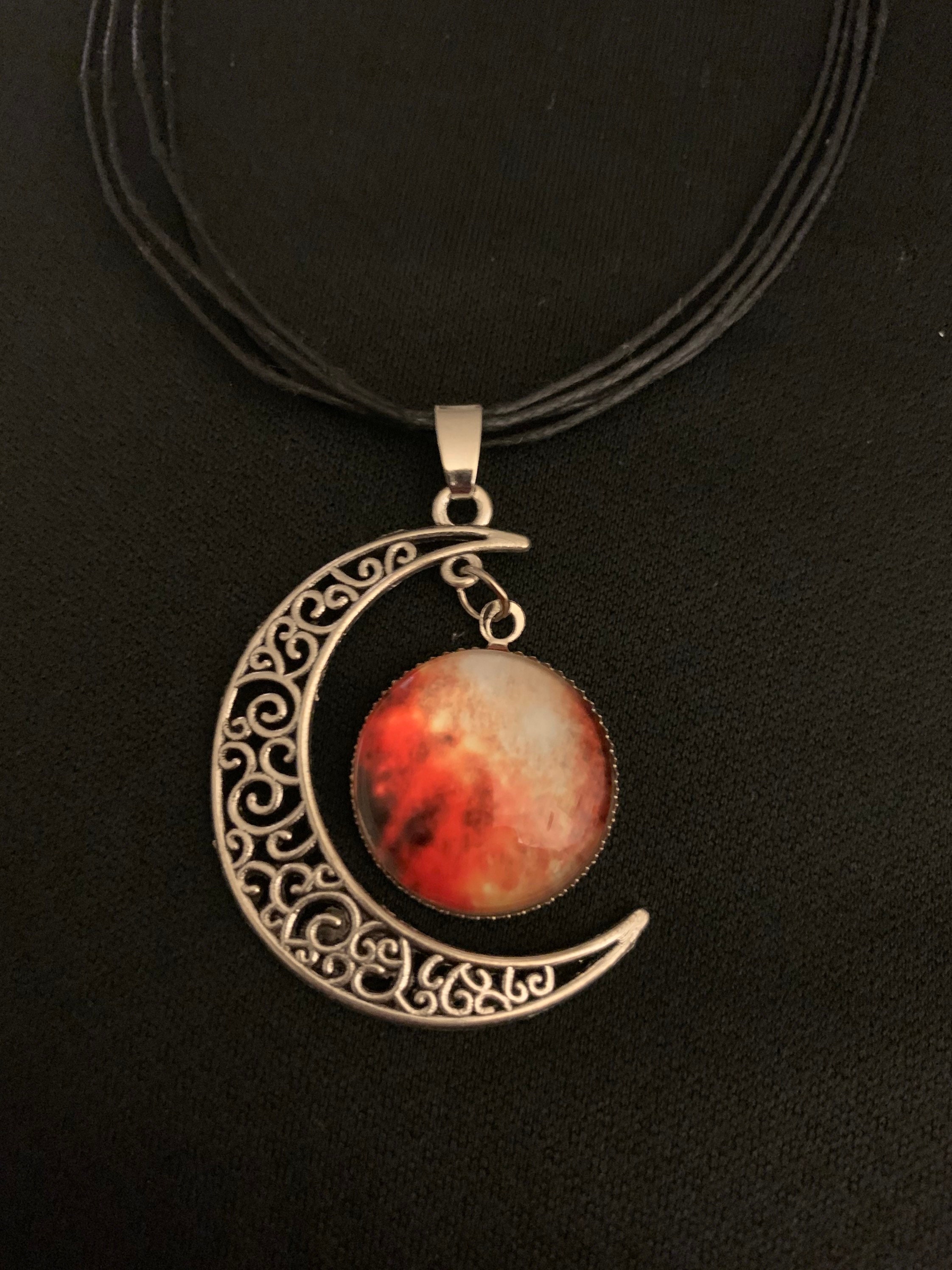 Crescent Moon Reddish Orange Galaxy Etsy