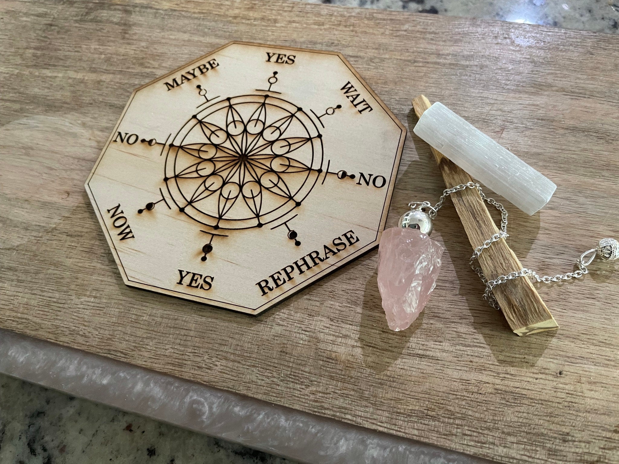 5 Sacred Geometry Engraved Pendulum Board Acrylic Etsy