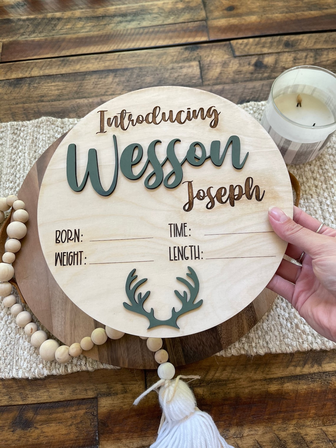 Custom Wooden Baby Birth Announcement Sign Baby Shower Gift Etsy UK