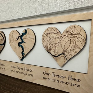 Panneau en bois de carte découpée au laser personnalisé - Cadeau de mariage - Cadeau d’anniversaire - Cadeau de première maison - Panneau de carte découpé en 3D - Décoration murale personnalisée
