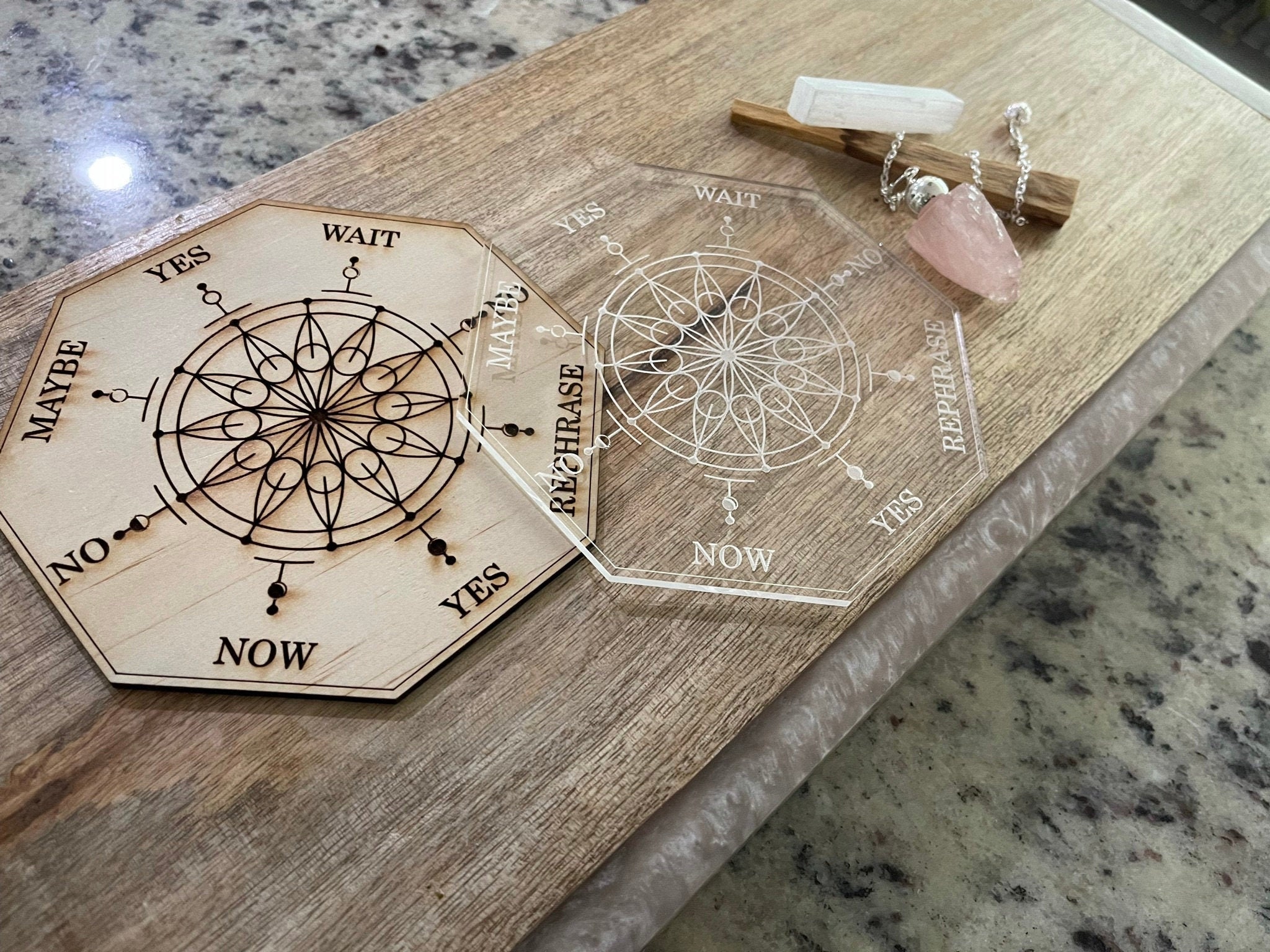 5 Sacred Geometry Engraved Pendulum Board Acrylic Etsy