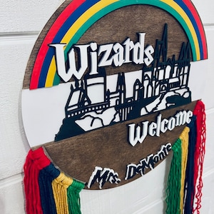 Wizard Themed Classroom Welcome Sign - Rainbow Themed Sign - 3D Wooden Classroom Sign - Teacher Sign - Teacher Gift - Back to School