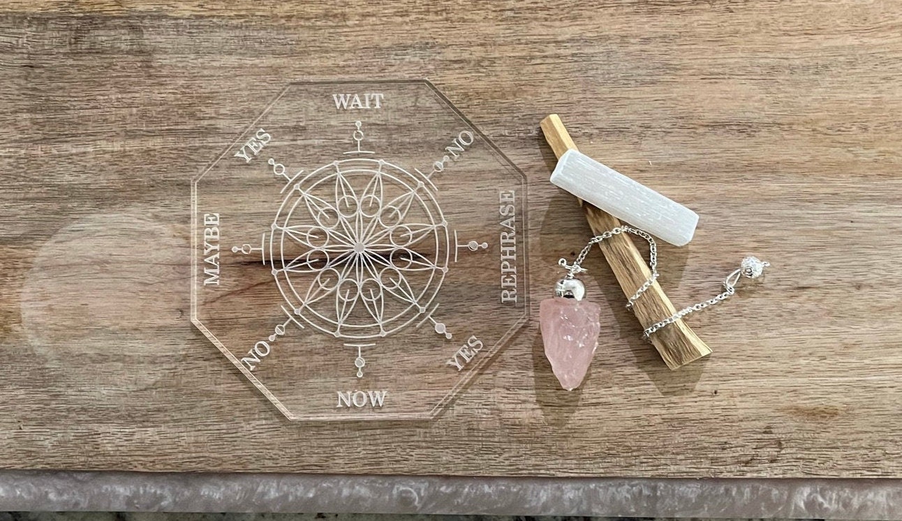 5 Sacred Geometry Engraved Pendulum Board Acrylic Etsy